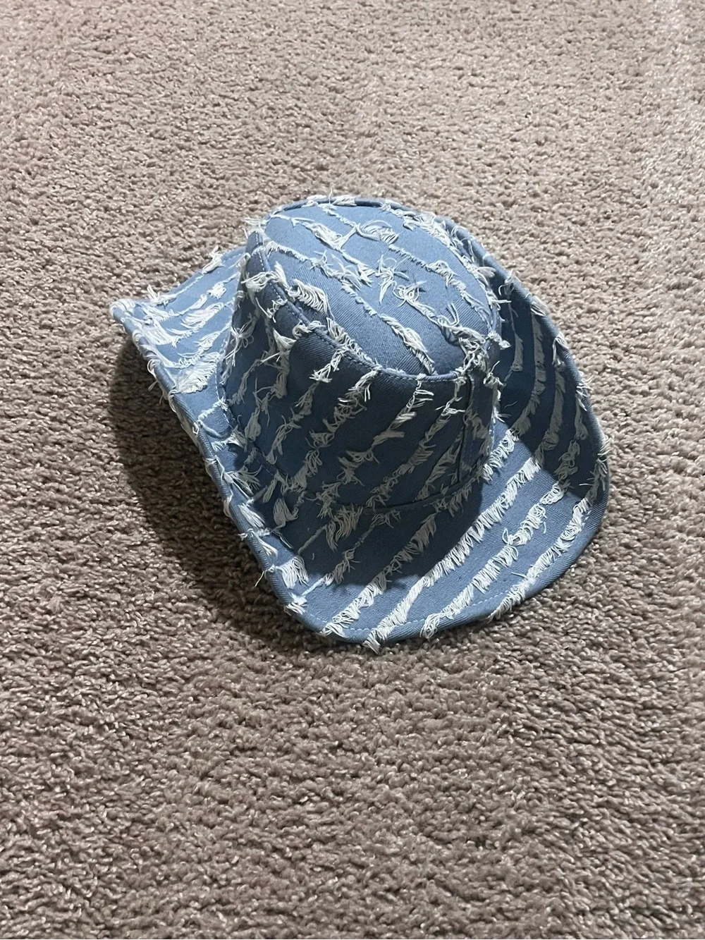 Fashion Nova Light Blue Distressed Denim Cowgirl Hat